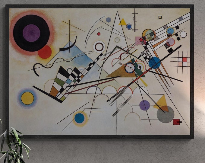 Wassily Kandinsky Composition VIII  Giclee Print, Large wall arts, Heavyweight Canvas, 3D handfinish print with brush strokes, Ready to Hang