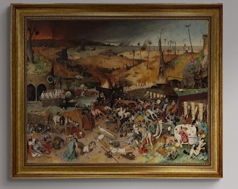 The Triumph of Death Canvas Print with brush strokes | Pieter Bruegel | Vintage Golden Frame