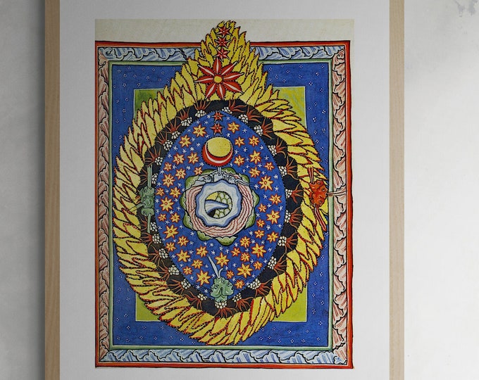 Mystical Visions: Hildegard von Bingen God, Cosmos, and Humanity, Premium Reproduction Print on Heavyweight paper/ real art canvas or poster