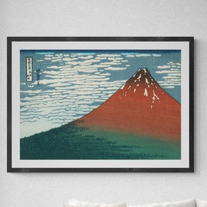 "Fuji rosso" di Katsushika Hokusai - Capolavoro giapponese iconico Stampa artistica premium su tela e carta o stampa texture premium rifinita a mano in 3D