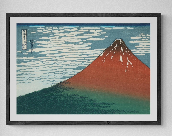 Katsushika Hokusai’s Red Fuji’ - Iconic Japanese Masterpiece Premium Art Print on Canvas & Papers or 3D Hand Finished Premium texture Print
