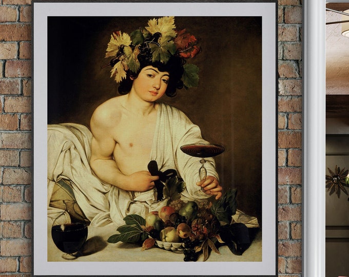Bacchus Reimagined: Baroque Masterpiece by Caravaggio, Heavyweight paper / real art canvas, Print on canvas or paper, original large art,