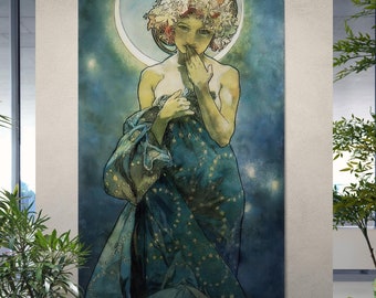 Alphonse Mucha Moon Art Nouveau Print, Giclee Fine Art