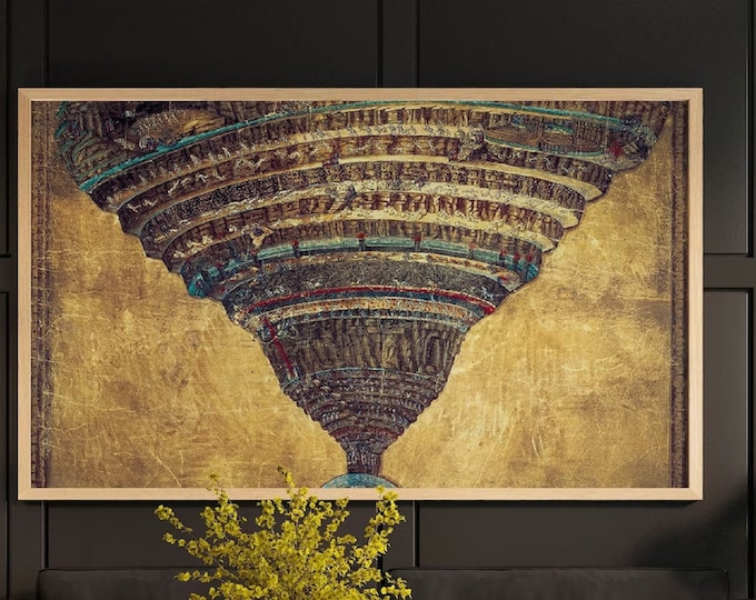 Sandro Botticelli: The Map of Hell | Dante Divine Comedy Illustration | FineArt Print | Heavyweight Paper  Real Canvas| Timeless Masterpiece