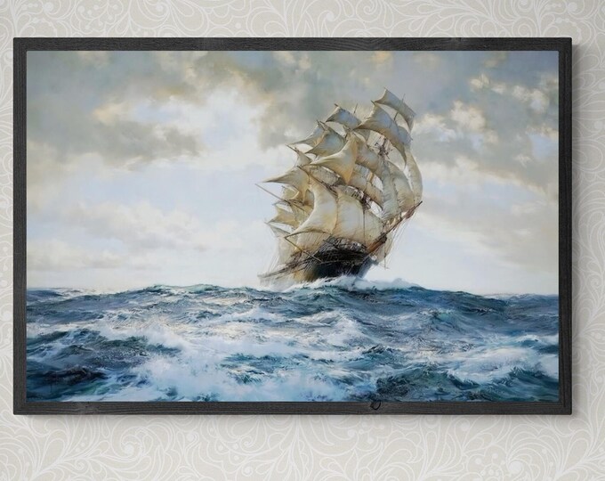The Proud Ship by Montague Dawson | Fine Art Print on Hahnemühle or Museum-Quality Poster | Nautical Seascape Wall Art | Tall Ship Decor