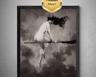 Départ pour le Sabbat Print: Albert Joseph Pénot, Witch on Broomstick