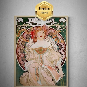 Secesyjna elegancja: Alphonse Mucha - Champenois Imprimeur-Éditeur | Druk artystyczny | Papier artystyczny, płótno i druk premium z pociągnięciami pędzla
