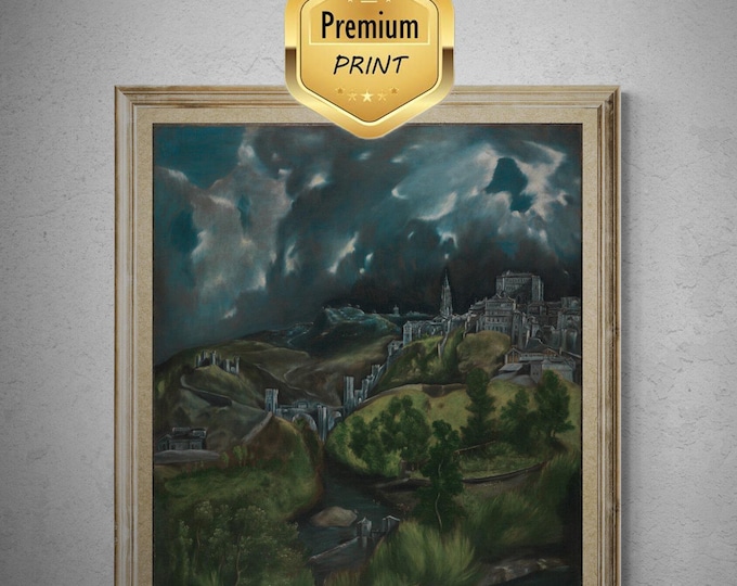 View of Toledo" by El Greco - Museum-Quality Art Print on Canvas and Paper, optional: 3D texture Canvas Art, Museum Print, Poster