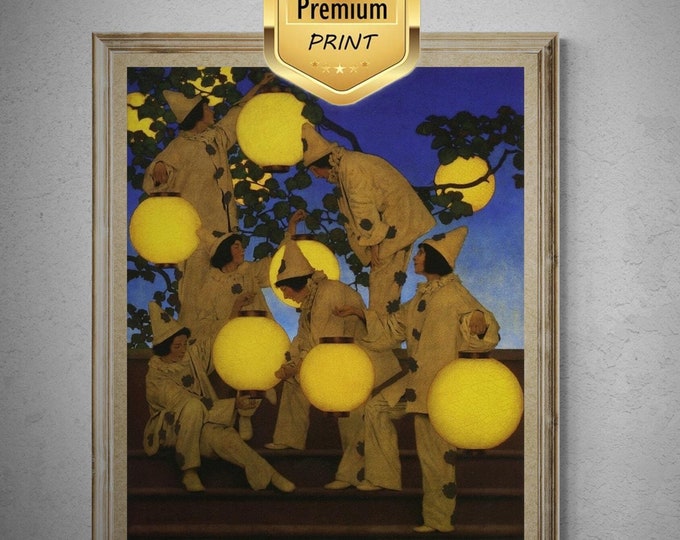 Lantern Bearers by Maxfield Parrish | Giclée Canvas or Paper Print | 3D Texture Finish | Elegant Wall Art for Home or Gallery Decor
