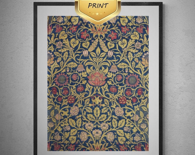 Violet and Columbine by William Morris - Premium Reproduction Art Print on Canvas & Art Paper or 3D printed with texture and brush strokes