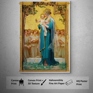 Stampa Madonna col Bambino di Enrique M. Vidal, dipinto classico, carta artistica pesante, poster, tela o stampa 3D con pennellate