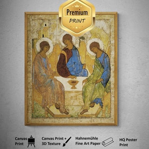La Santissima Trinità di Andrej Rublev / Riproduzione artistica di alta qualità su tela o carta pesante / Stampa testurizzata con pennellate
