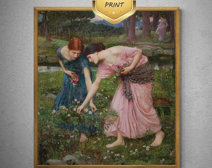 Timeless Elegance | John William Waterhouse - Gather Ye Rosebuds While Ye May (1908) | Fine Art Print | Art Paper, Canvas & 3D Print