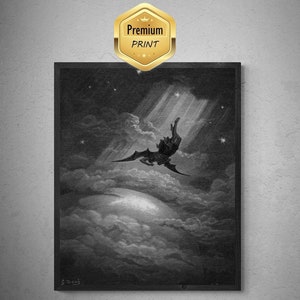 Gustave Doré - La caduta di Satana dal Paradiso perduto / Stampa artistica / Carta artistica, tela e stampa 3D con texture premium rifinita a mano con pennellate