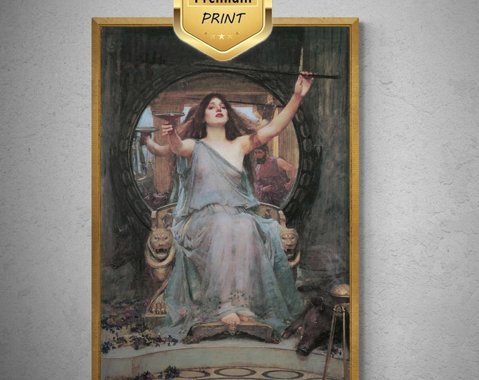 John William Waterhouse: Circe Offering the Cup to Ulysses | Fine Art Print | Art Paper, Canvas & 3D Hand Finished Premium Texture Print
