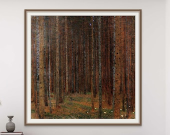 Gustav Klimt Tannenwald Forest Canvas Print, Textured Wall Art