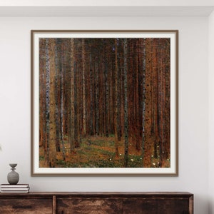 Gustav Klimt Tannenwald, Alberi della foresta su tela, Gustav Canvas Wall Art, Stampa fotografica, Decorazione per la casa, Ampio soggiorno, Foresta rossa