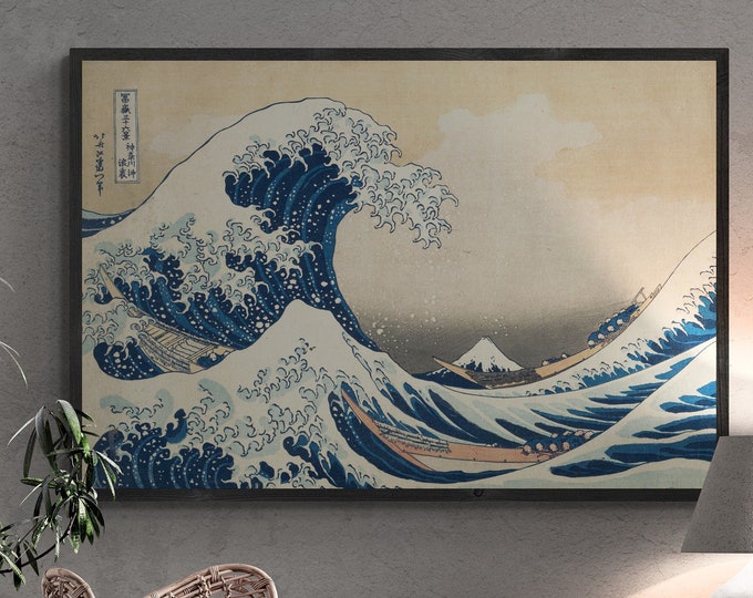 Eternal Majesty: The Great Wave off Kanagawa of Hokusai Premium Giclée Art Print, Heavyweight paper/ art canvas, 3D printed with texture