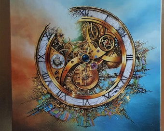 MySTERy OF TIME Fine Art Print from original oil painting, Symbolic Surreal Art Print, Universe, Abstract wall art, Modern Home Decoration