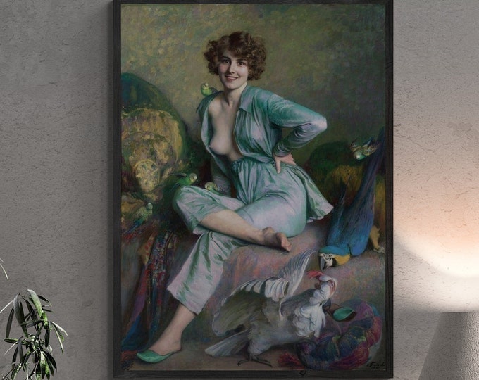 The Familiar Birds” – A Timeless Reproduction by Émile Friant, Giclée Art Print, paper art canvas or 3D Hand Finished Premium texture Print