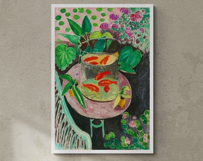 Colorful Goldfish Art by Henri Matisse, Premium Giclée Art Print, Heavyweight paper/ art canvas, 3D printed with texture and brush strokes