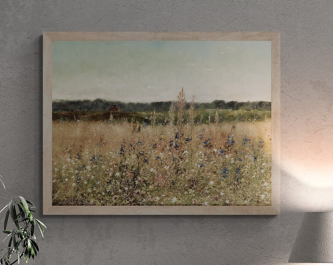 Blooming Field  - Vintage Wildflower Landscape, Premium Giclée Art Print, paper art canvas or 3D Hand Finished Premium texture Print