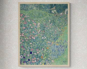 Klimt Italian Garden Print: Textured Giclée Art, Heavyweight Paper or Canvas