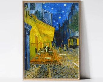 VAN GOGH, Café Terrace at Night  Art Prints, Vintage Art, Van Gogh Print, The Starry Night Canvas, Vintage Art, Starry Night Decor, Wall Art