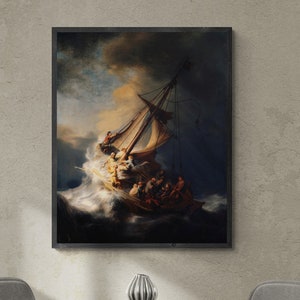 Rembrandt Van Rijn: Christ In The Storm On The Sea Of Galilee, Gallery Wall Print Premium Giclee,3D texture Canvas Art, Museum Print, Poster