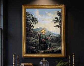 Alchemist Art Print: Clavis Artis, Gothic Alchemy Decor in Gold Frame
