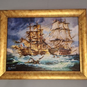 Epic Battle of Trafalgar | Giclée Canvas Print of original oil painting | HMS Victory | Tall ship decoration
