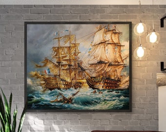 HMS Victory | ship painting| Battle of Trafalgar | Admiral Lord Nelson | glicee canvas art prints of original oil painting
