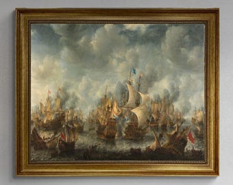 The Battle of Terheide Gliclée 3D hand finished premium print on canvas with brush strokes and golden vintageous frame looks like original