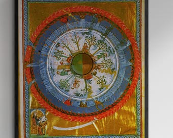 Hildegarde: Cultivating the Cosmic Tree, FineArt Print on canvas Hand Finished with brush strokes, floating frame, looks like original art
