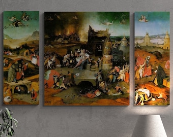 Hieronymus Bosch "Temptation of St Antony" Triptych, Canvas or Paper Print