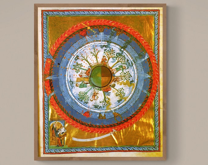 Hildegarde wheel of live fineart print, Mystical Vision, Cultivating Cosmic Tree, giclee print or museum quality poster Catholic Art Gift