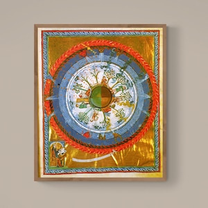Hildegarde wheel of live fineart print, Mystical Vision, Cultivating Cosmic Tree, giclee print or museum quality poster Catholic Art Gift