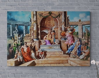 Greek Mythology art, TEMPLE of APOLLO giclee print from original oil painting, Extra large wall art
