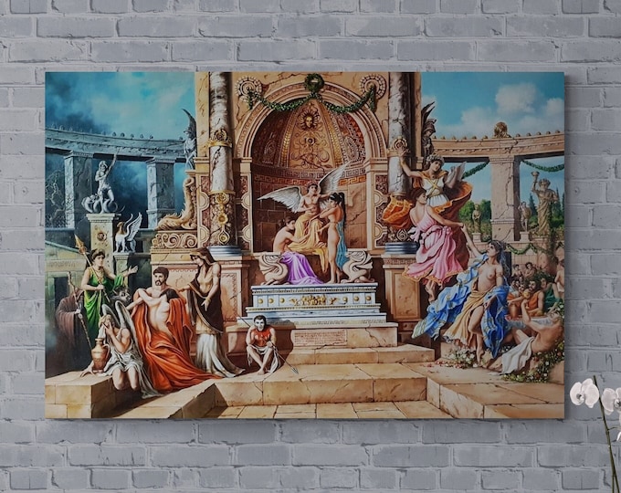 Greek Mythology art, TEMPLE of APOLLO giclee print from original oil painting, Extra large wall art