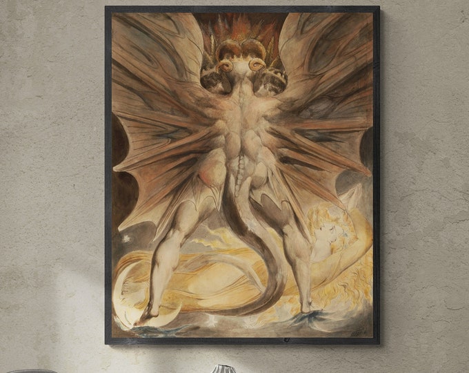 The Cosmic Battle: The Great Red Dragon and the Woman Clothed with the Sun Heavyweight paper/ art canvas, 3D printed with texture and brush