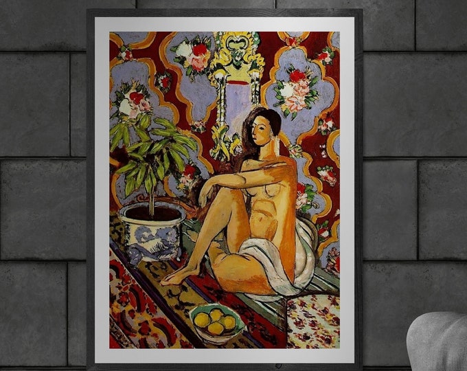 Matisse Figure With Flowery Background: FineArt Print, Heavyweight Paper, Museal Poster, Canvas or Hand Finished 3D Print with brush strokes