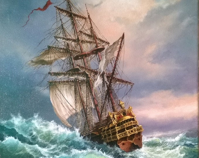 SHIP AFTER STORM | Giclée Canvas Premium Print |Sailing Ship Art | Ship Travelling Art | Tall Ship|   Boat Canvas |  Home Décor | Seascape