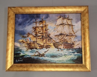Epic Battle of Trafalgar | Giclée Canvas Print of original oil painting | HMS Victory | Tall ship decoration