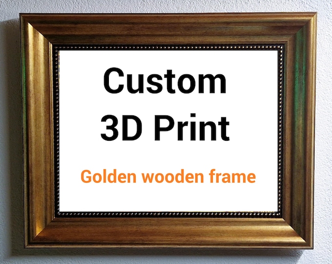 Custom 3D Texture Canvas Print: Golden Vintage Frame and brush strokes