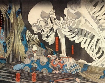 Utagawa Kuniyoshi, Witch Takiyoshi and Skeleton Ghost, Museum-Quality FineArt printed on Hahnemühle Heavyweight paper or high quality poster