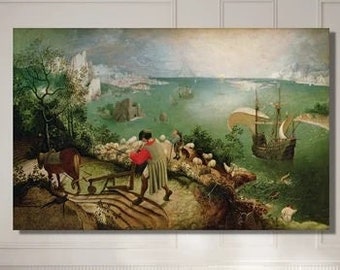 Bruegel's Icarus Landscape Art Print: Giclee Canvas or Paper