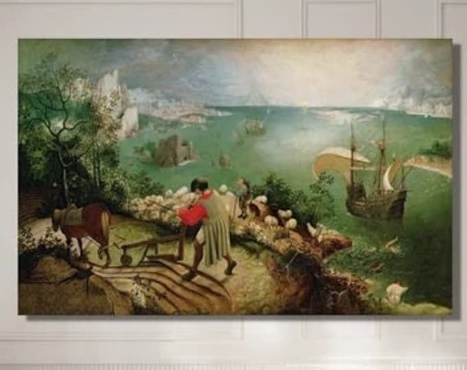 Landscape with Fall of Icarus, Pieter Bruegel, Giclee Art Print, Real art canvas, Heavyweight paper, poster, 3D Hand-Finished Premium Print