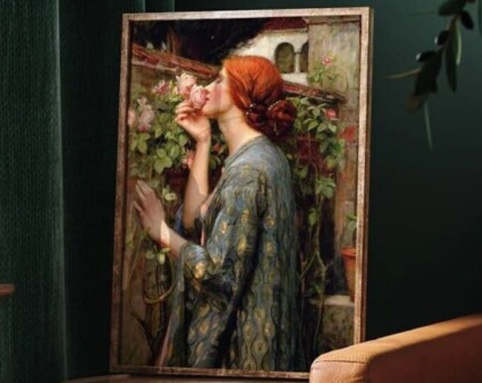 Ethereal Beauty: "The Soul of the Rose" by J.W. Waterhouse Premium Giclée Print, paper art canvas or 3D Hand Finished Premium texture Print