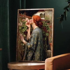 Bellezza eterea: "L'anima della rosa" di J.W. Waterhouse Stampa Giclée Premium, tela artistica su carta o stampa texture Premium rifinita a mano in 3D