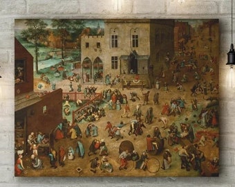Bruegel Children's Games Print, Renaissance Art, Giclee Canvas or Paper
